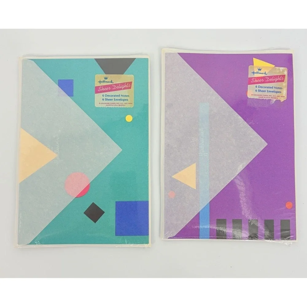 Vintage Hallmark Sheer Delights 12 Decorated Notes & 12 Envelopes New Stationery